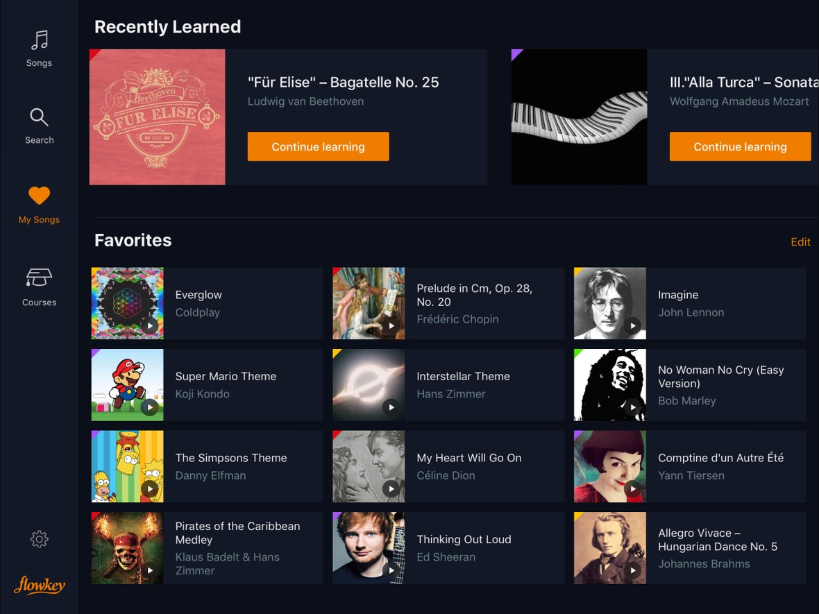 flowkey - aprende piano con tus canciones favoritas