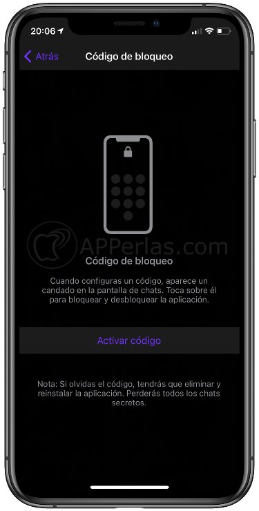 Activa el código de bloqueo