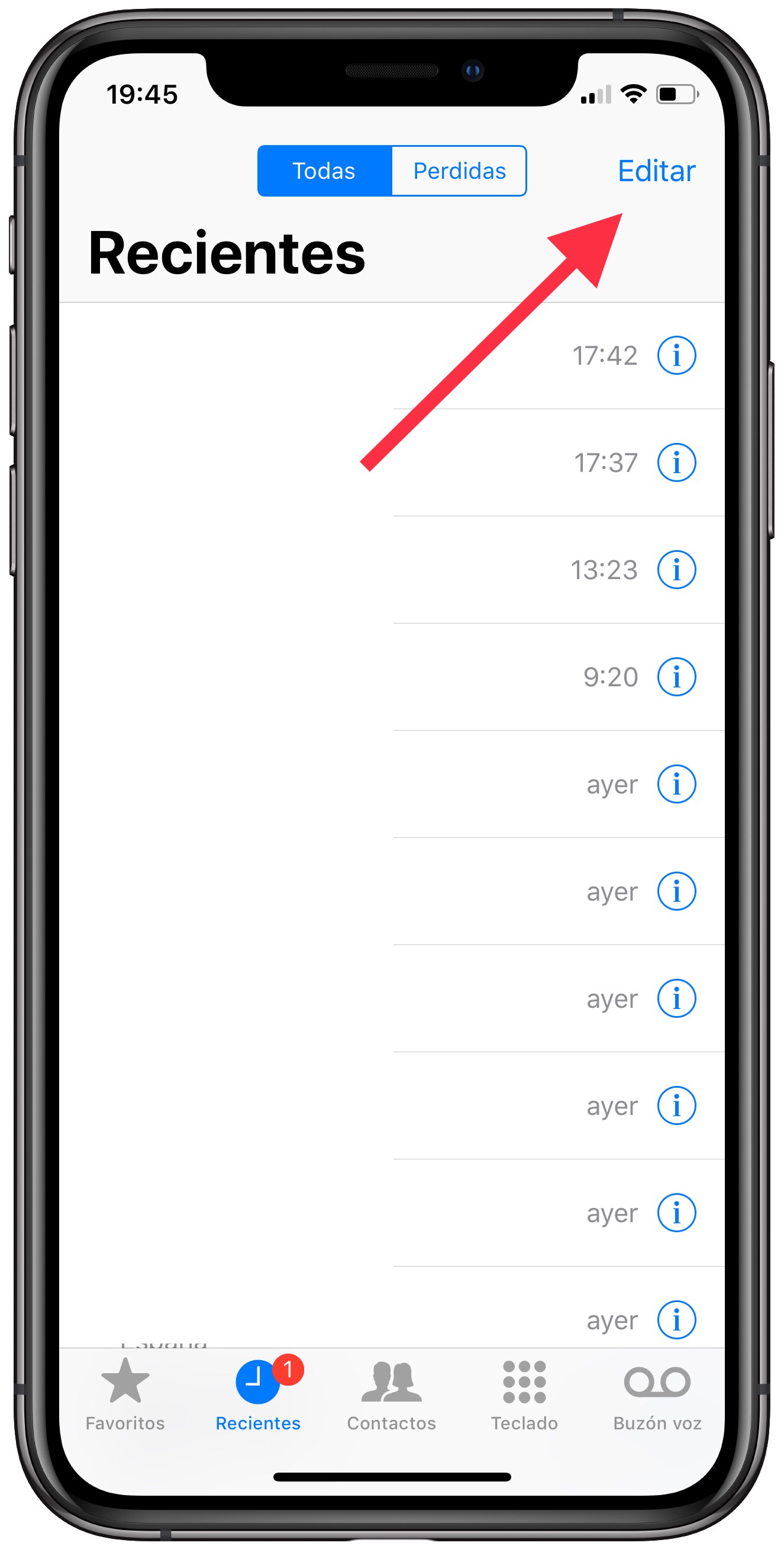 editar llamadas recientes 1