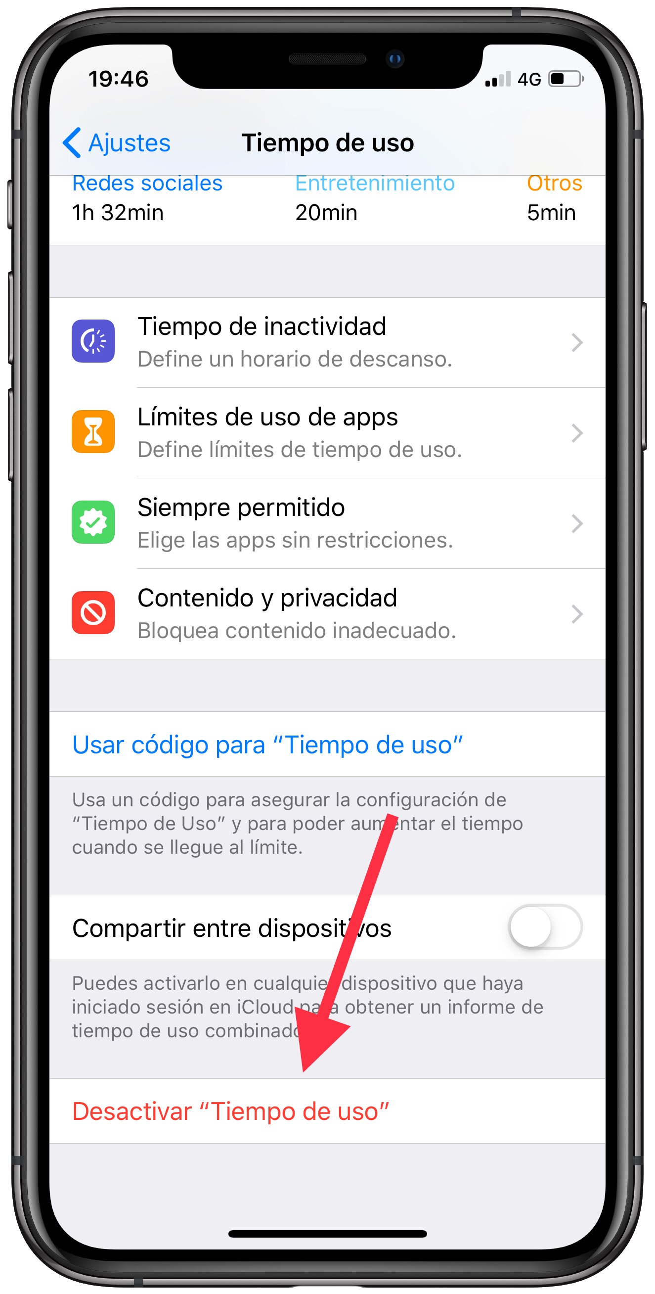 desactivar Tiempo de uso en el iPhone 2