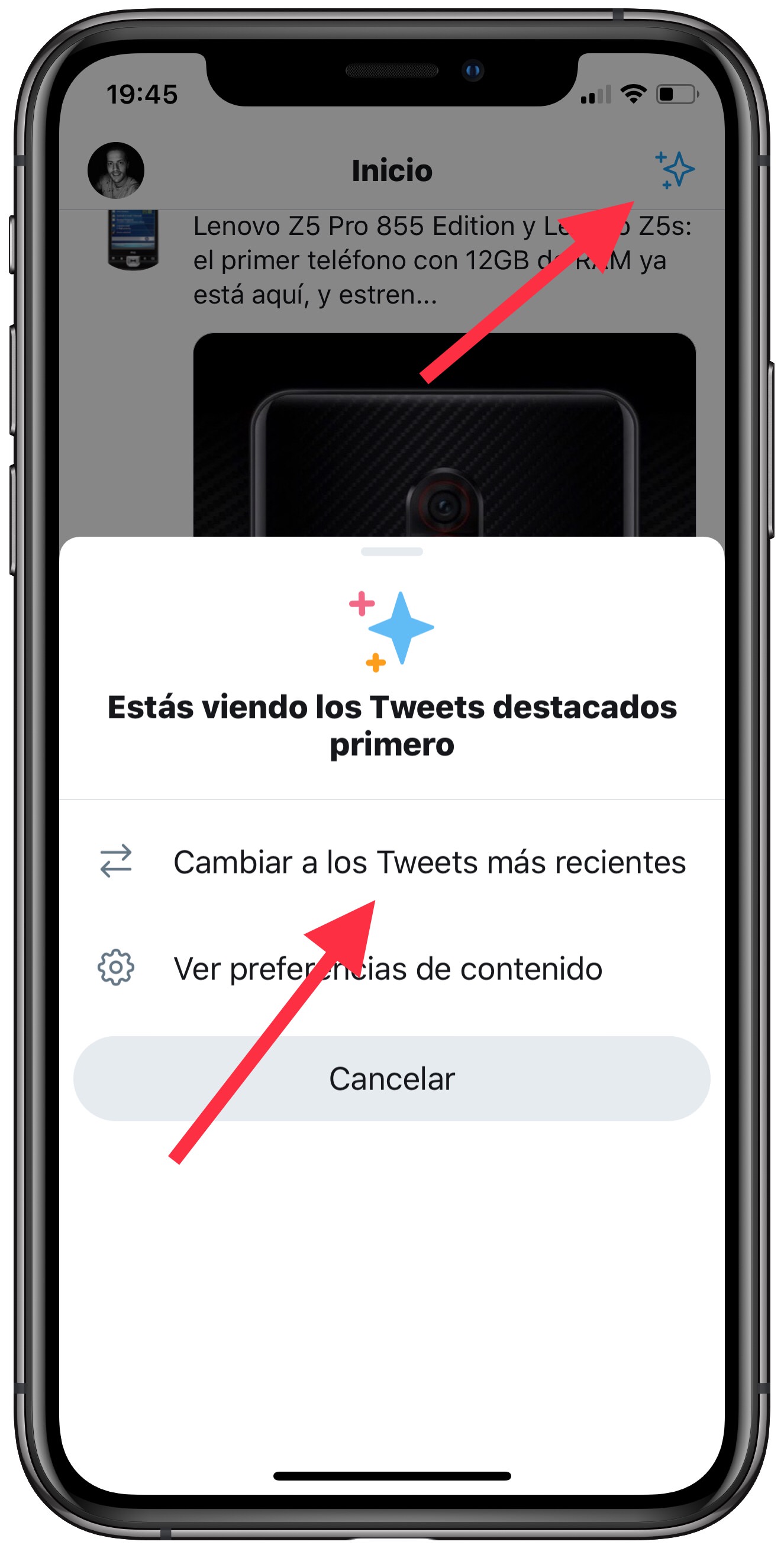 cambiar cronológico en Twitter 2