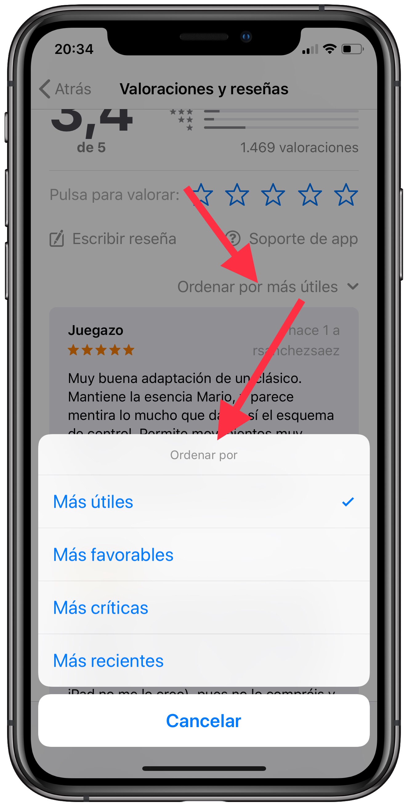 seleccionar ordenar las opiniones 2