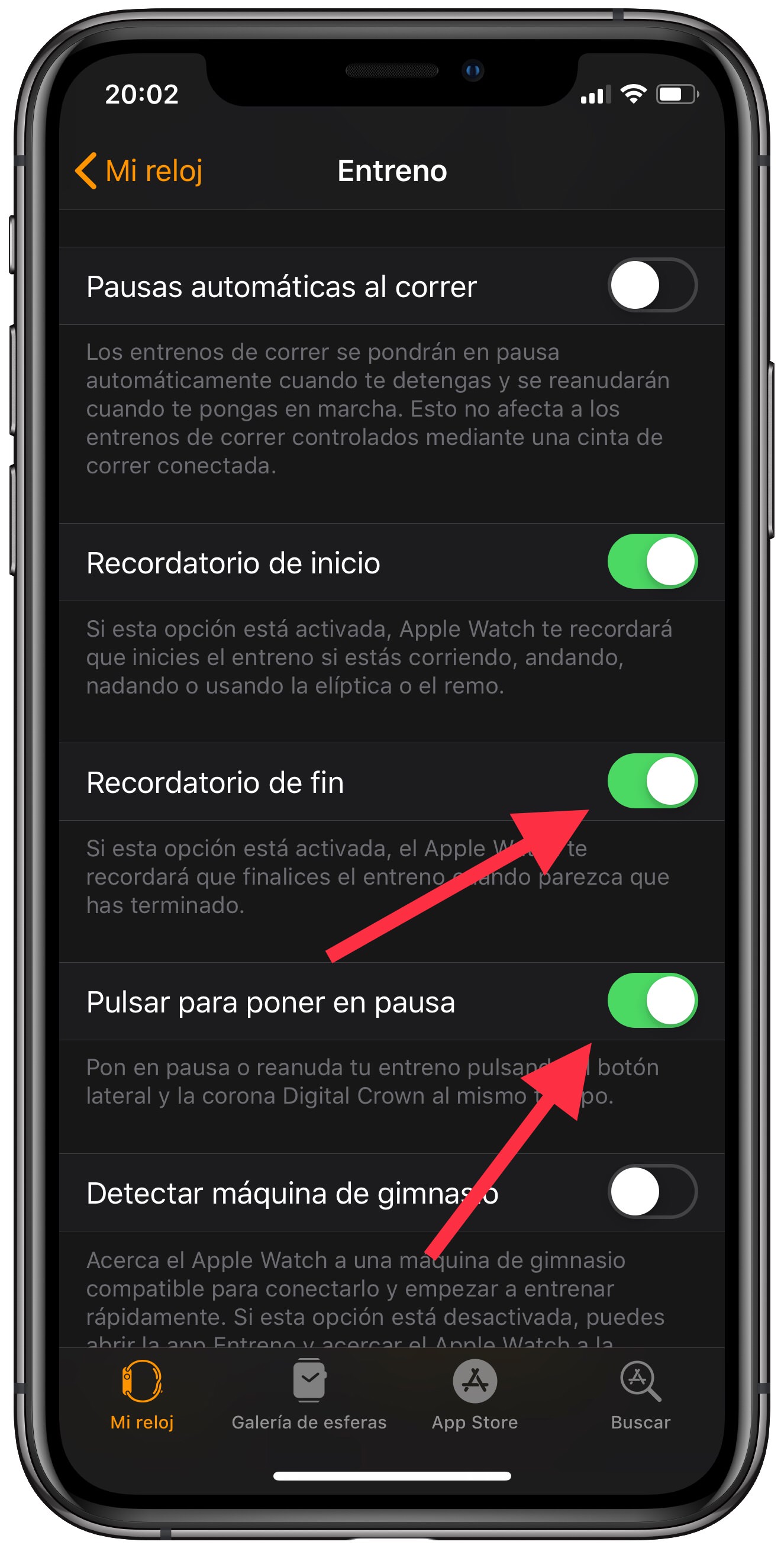 Activar entrenamiento en el Apple Watch 2