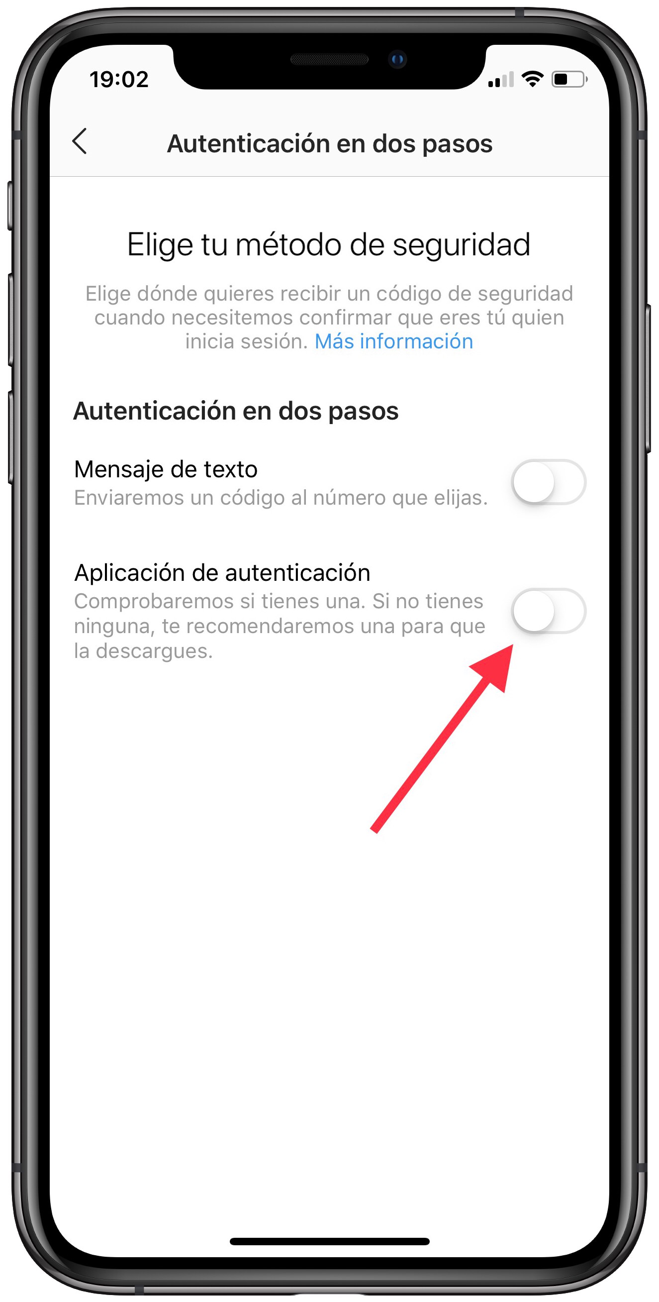 activar autenticación en dos pasos con una app en Instagram 2