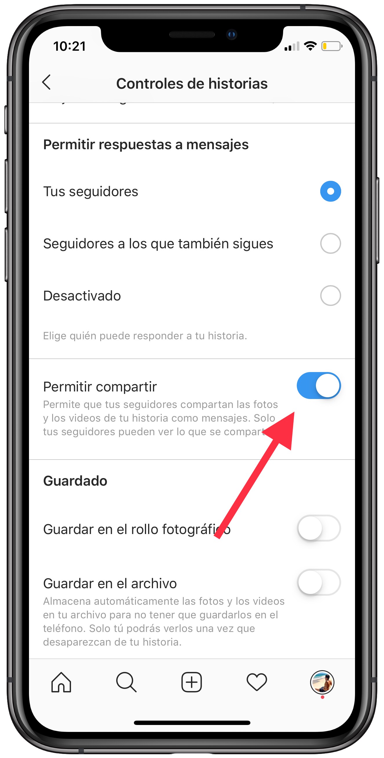 permitir compartan tus Stories 2