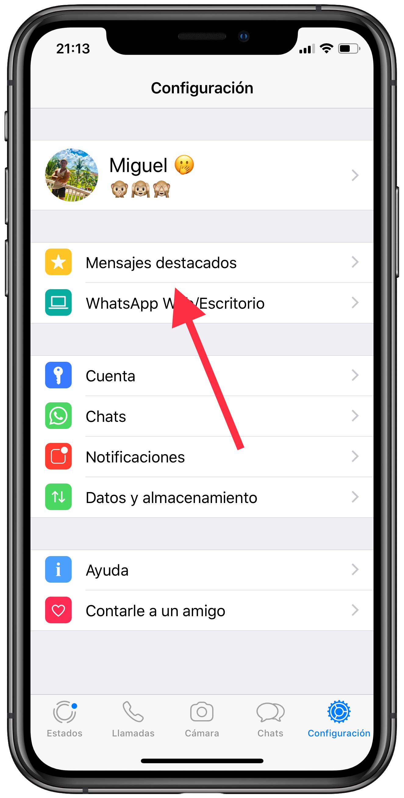 Destacados fotos como favoritas en WhatsApp