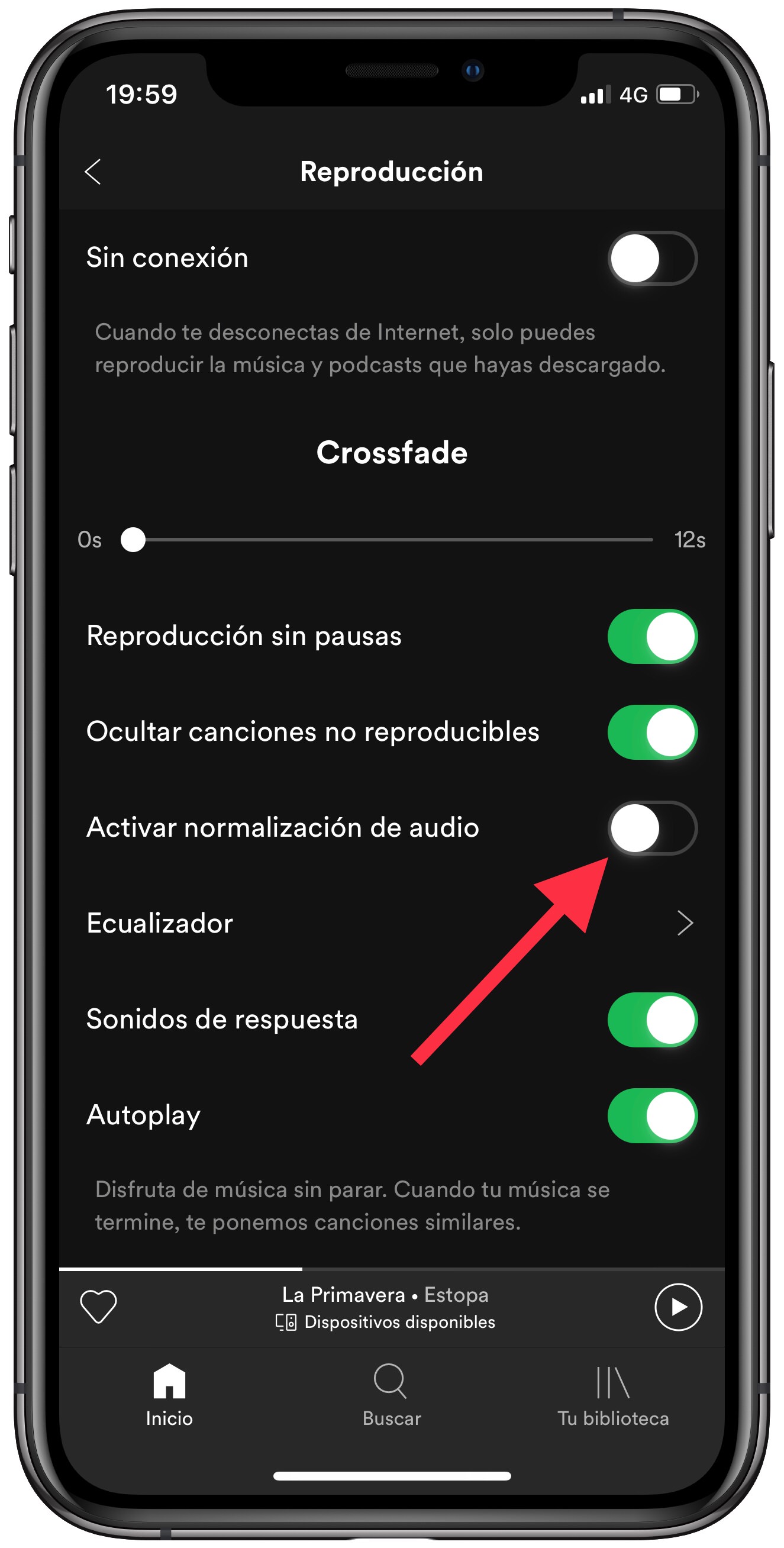 activar calidad de sonido de Spotify 1