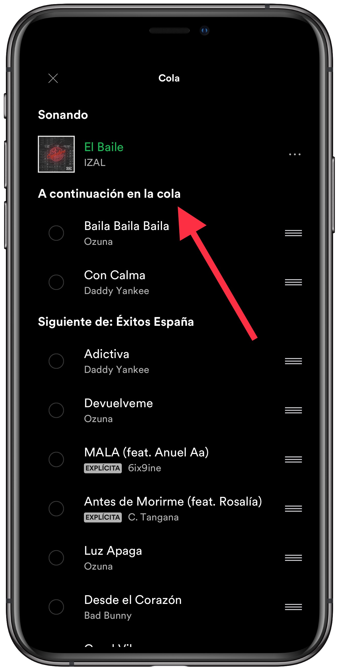 canciones cola en Spotify 2