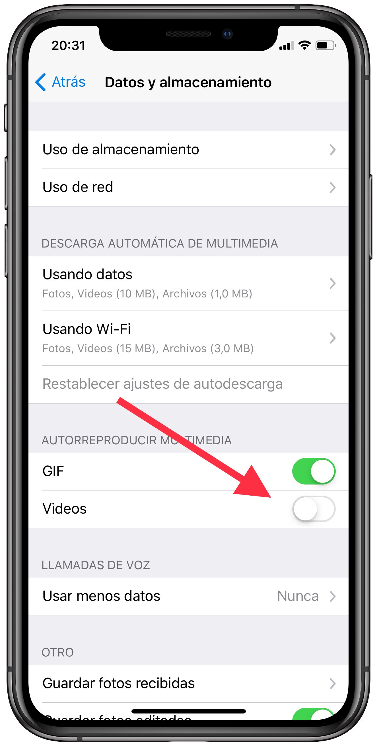 desactivar vídeos en Telegram 1