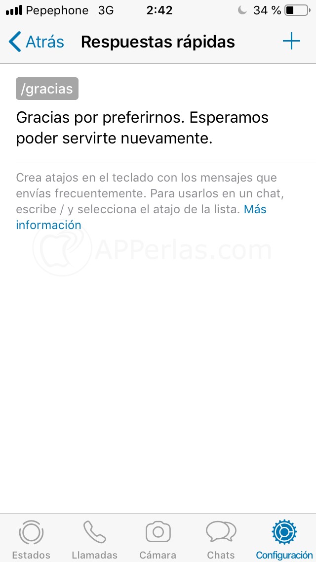 Configura las respuestas rápidas Configura las respuestas rápidas