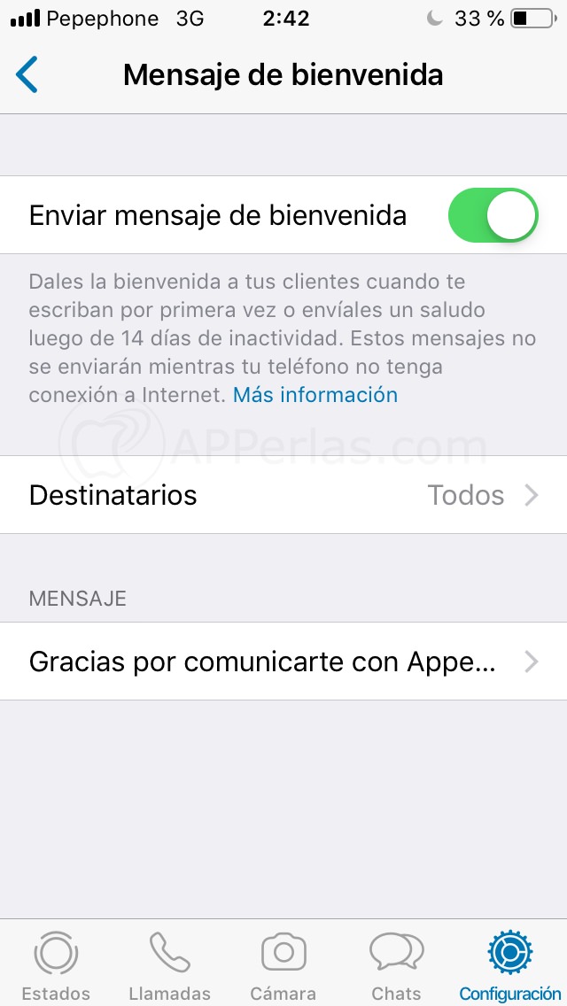 Configura el mensaje de bienvenida Configura el mensaje de bienvenida