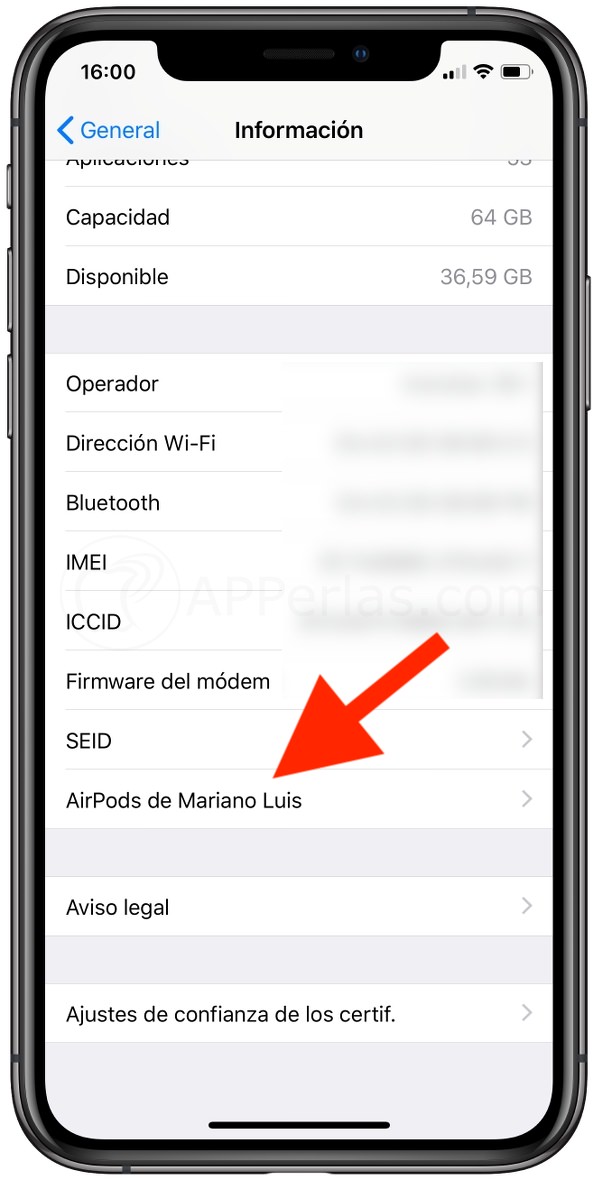 Encuentra los Airpods en los ajustes de iOS Encuentra los Airpods en los ajustes de iOS