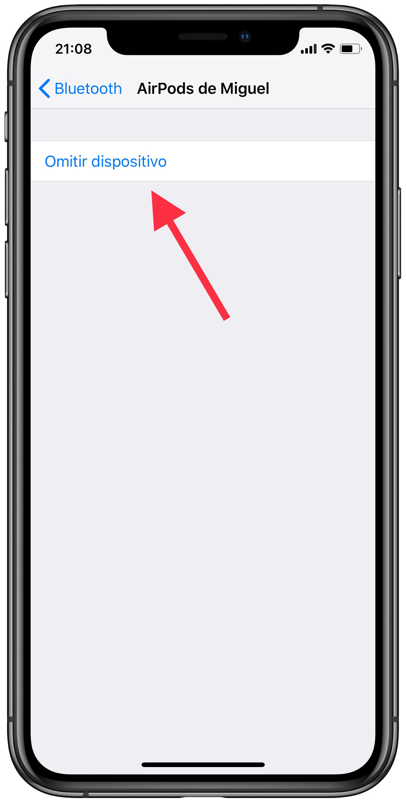 omitir Bluetooth del iPhone 1