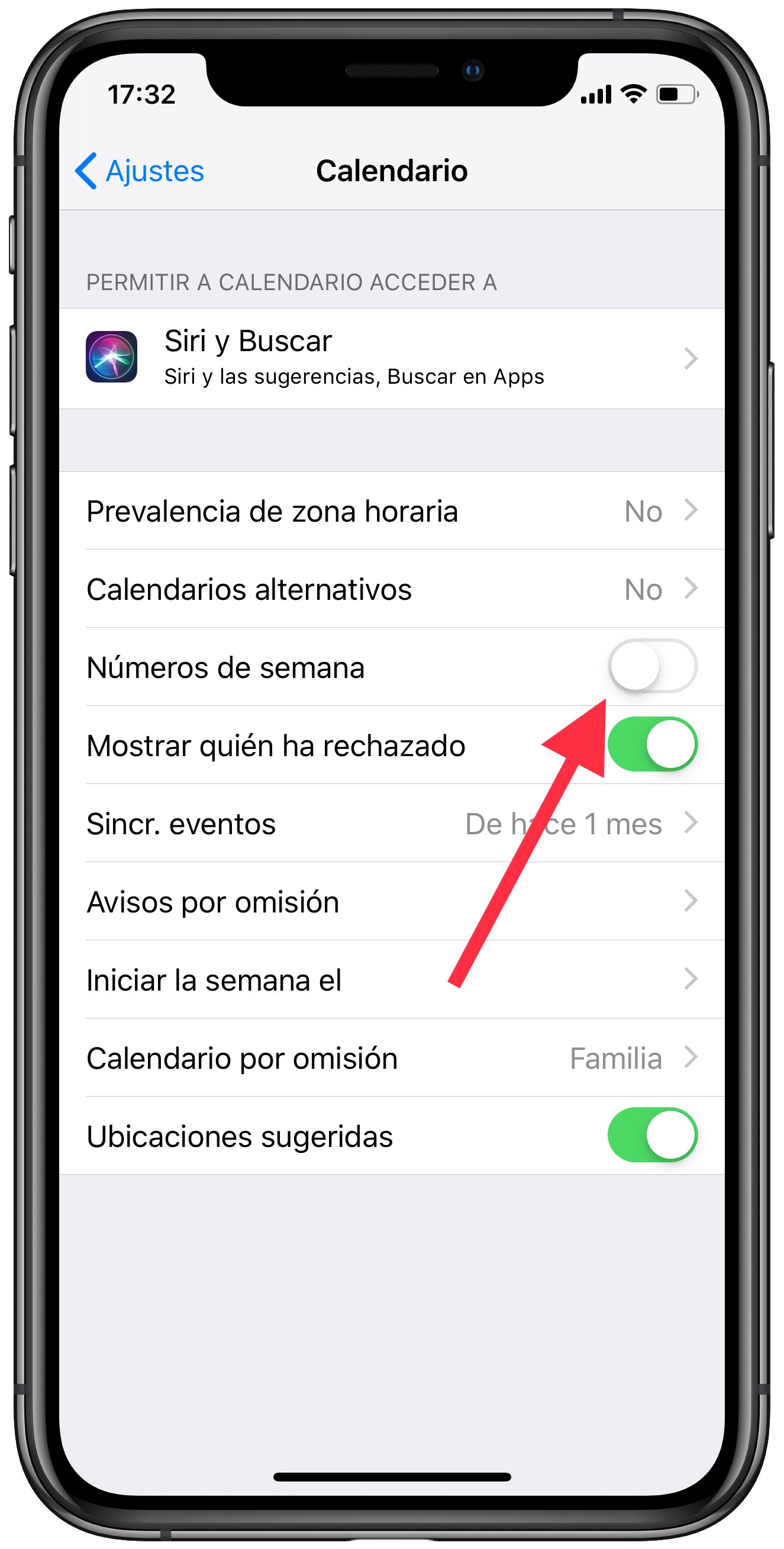 mostrar números de la semana 1