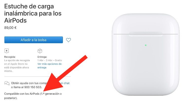 Estuche carga inalámbrica Airpods