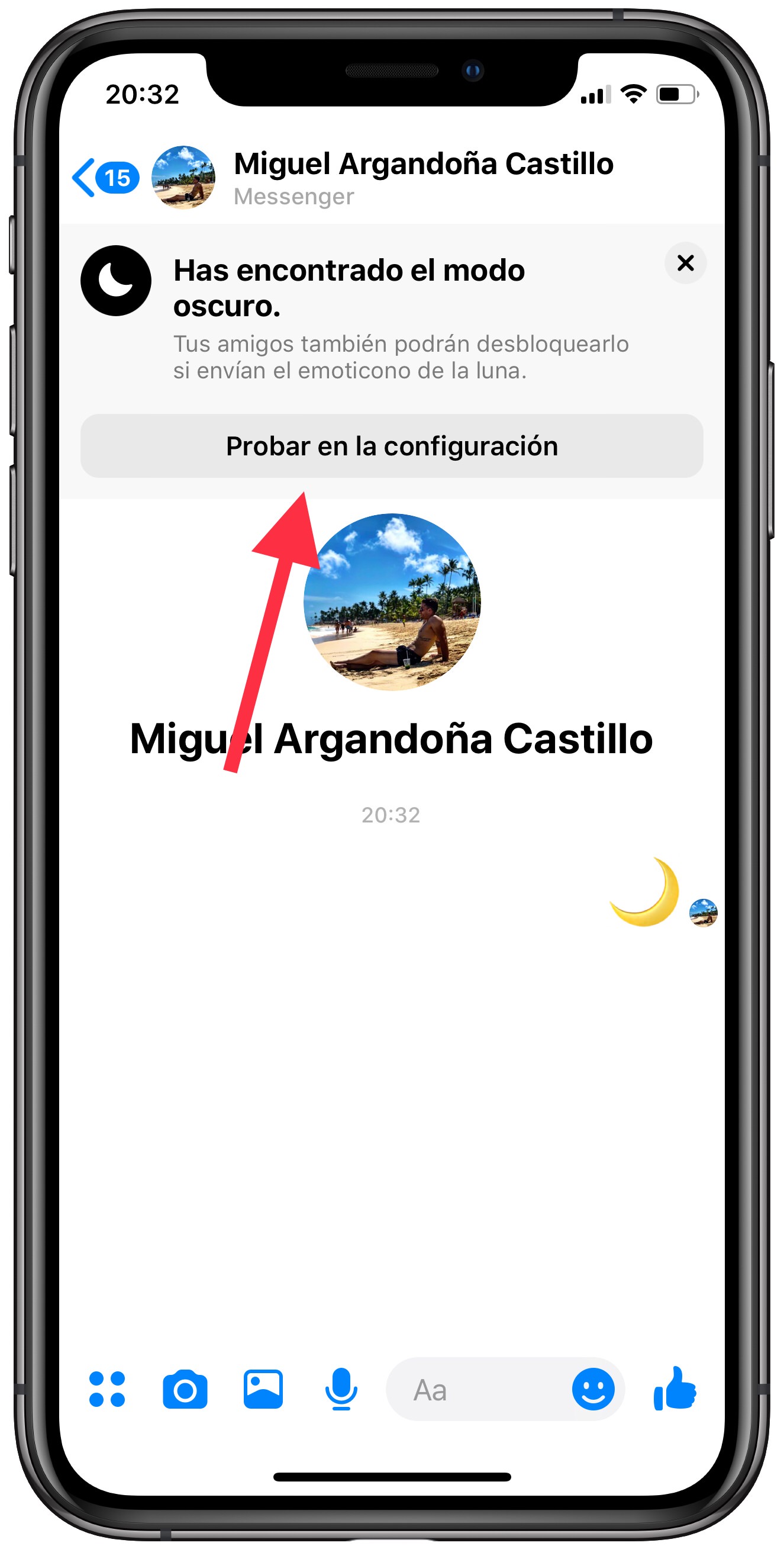 probar modo oscuro en Facebook Messenger 1