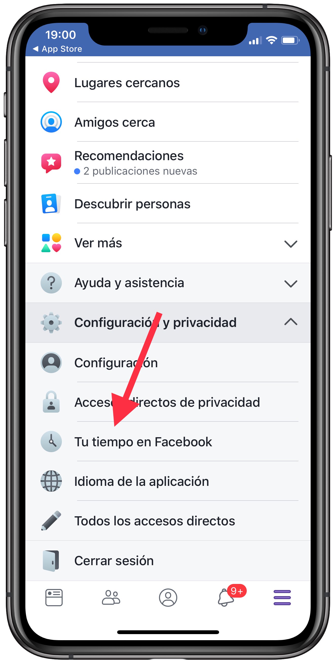 configuración tiempo que pasas en Facebook 1