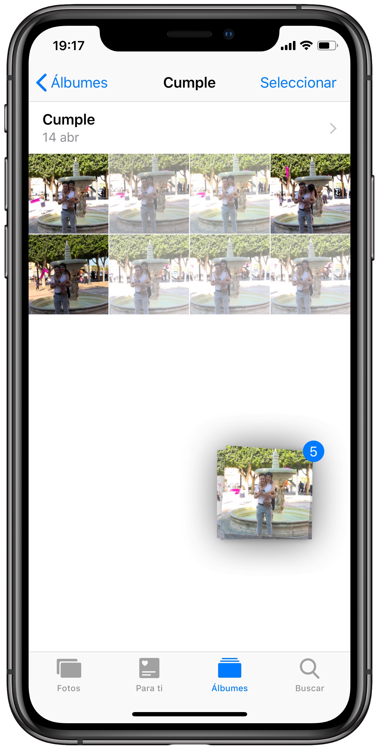 seleccionar fotos a un álbum