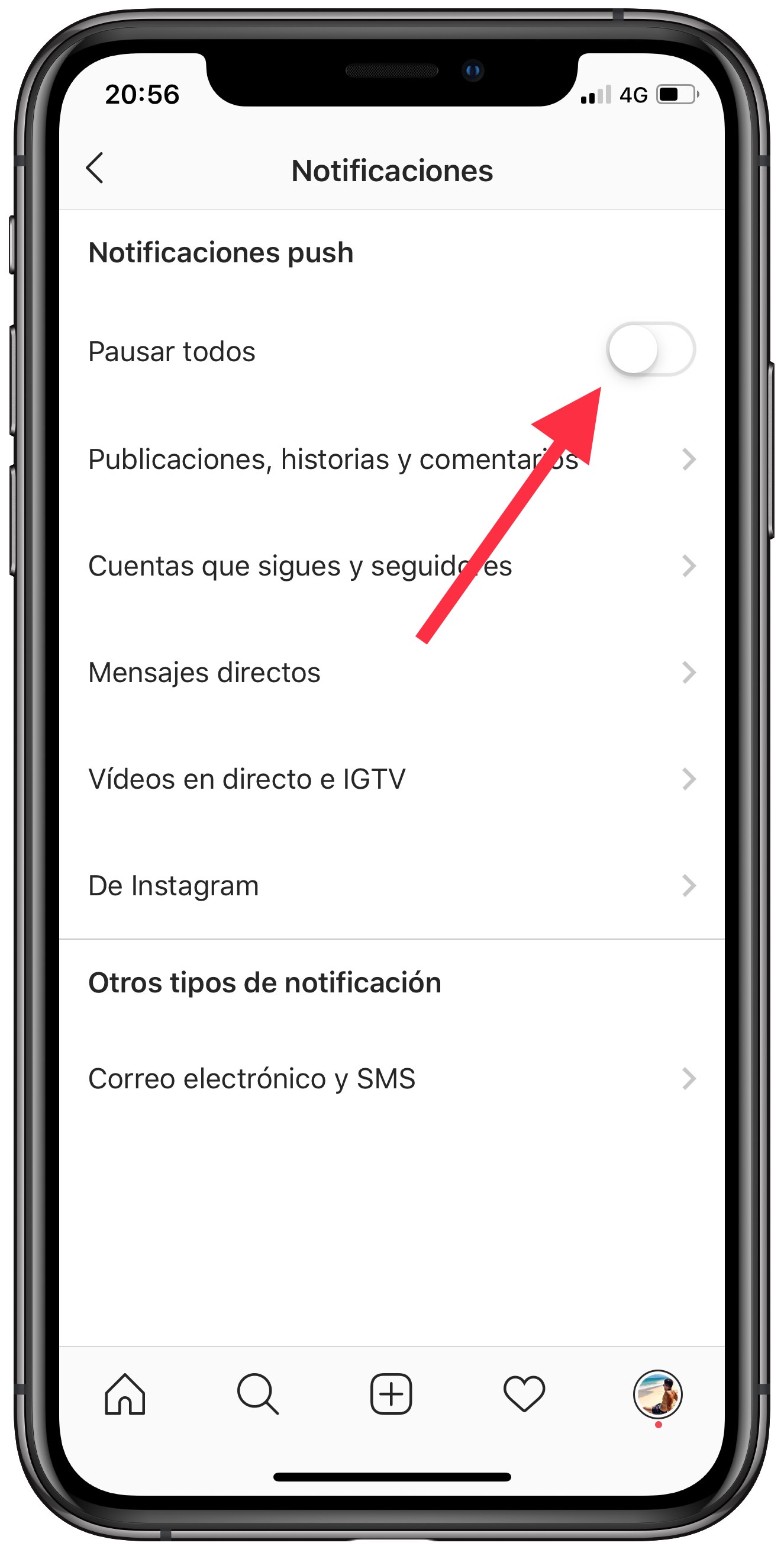 pausar pausar las notificaciones de Instagram 1