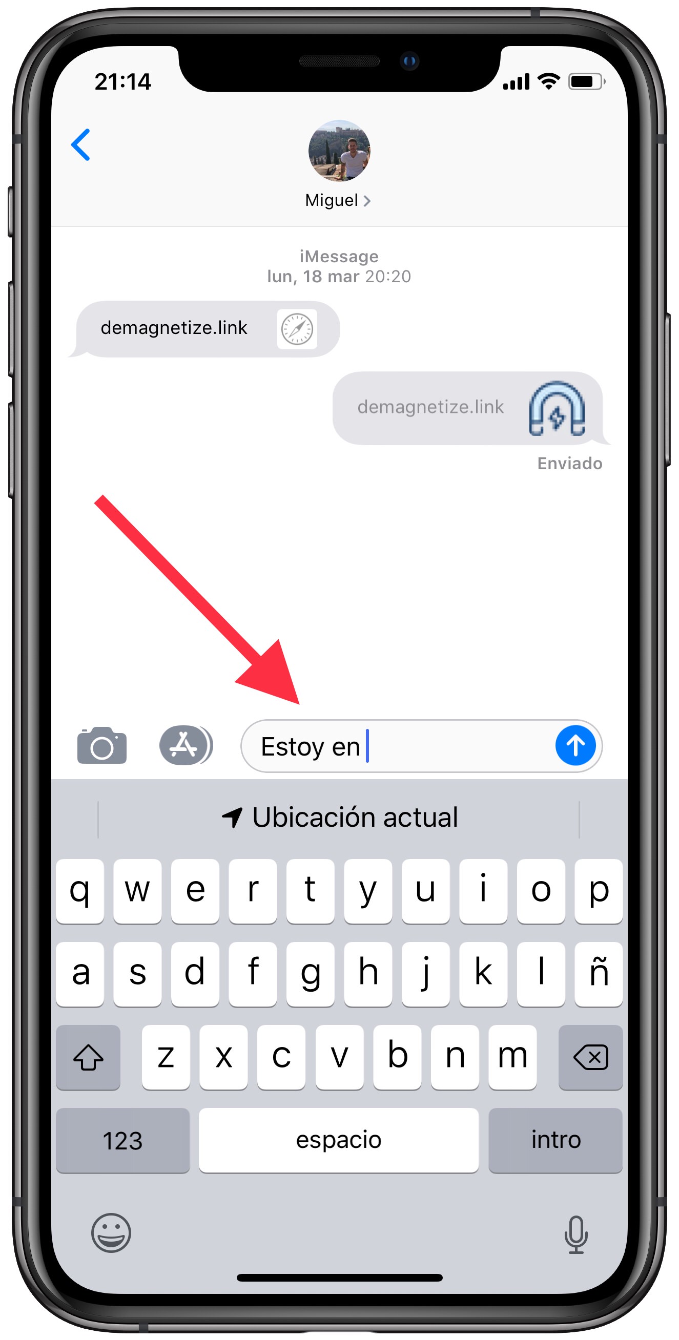 ubicación la ubicación por iMessage 1