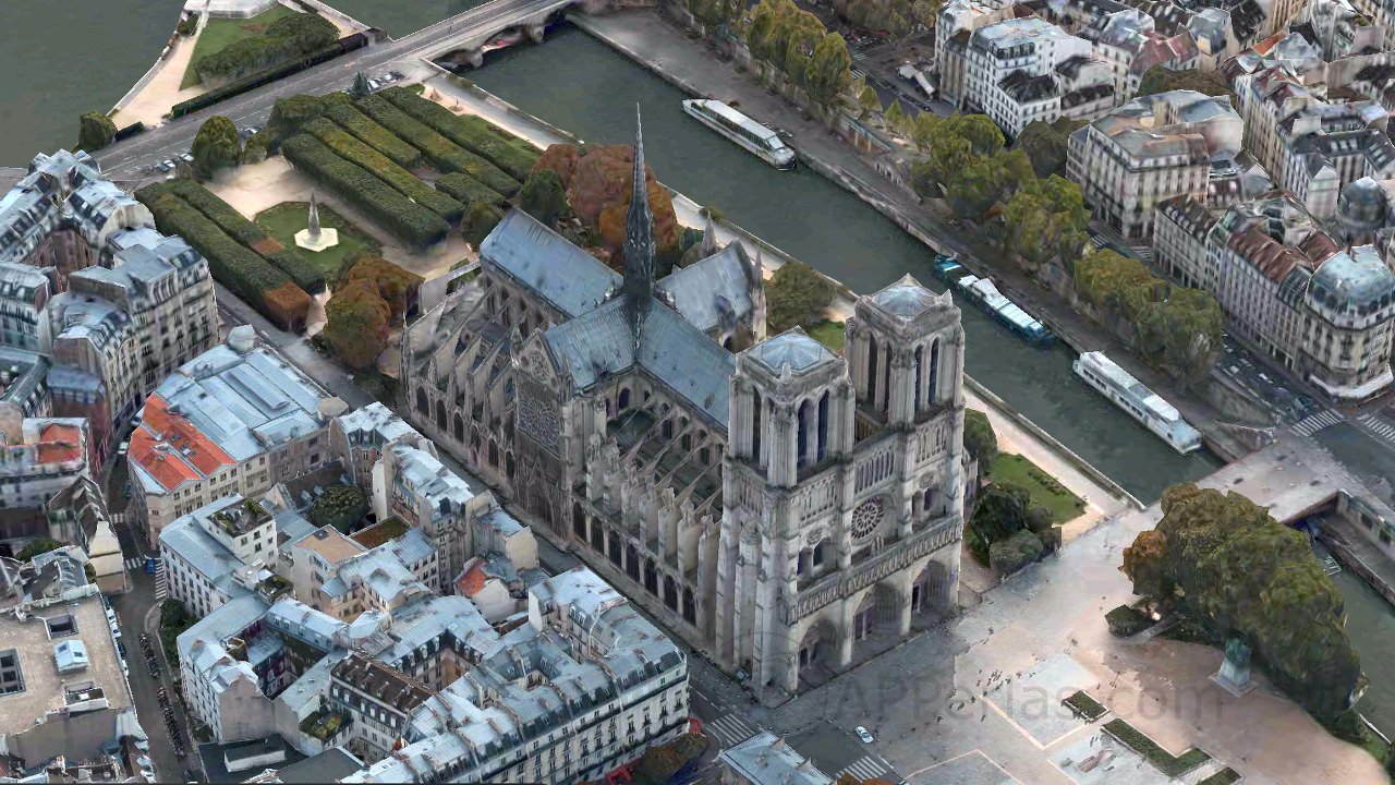 Notre Dame antes del incendio vista en Apple Maps Notre Dame antes del incendio vista en Apple Maps