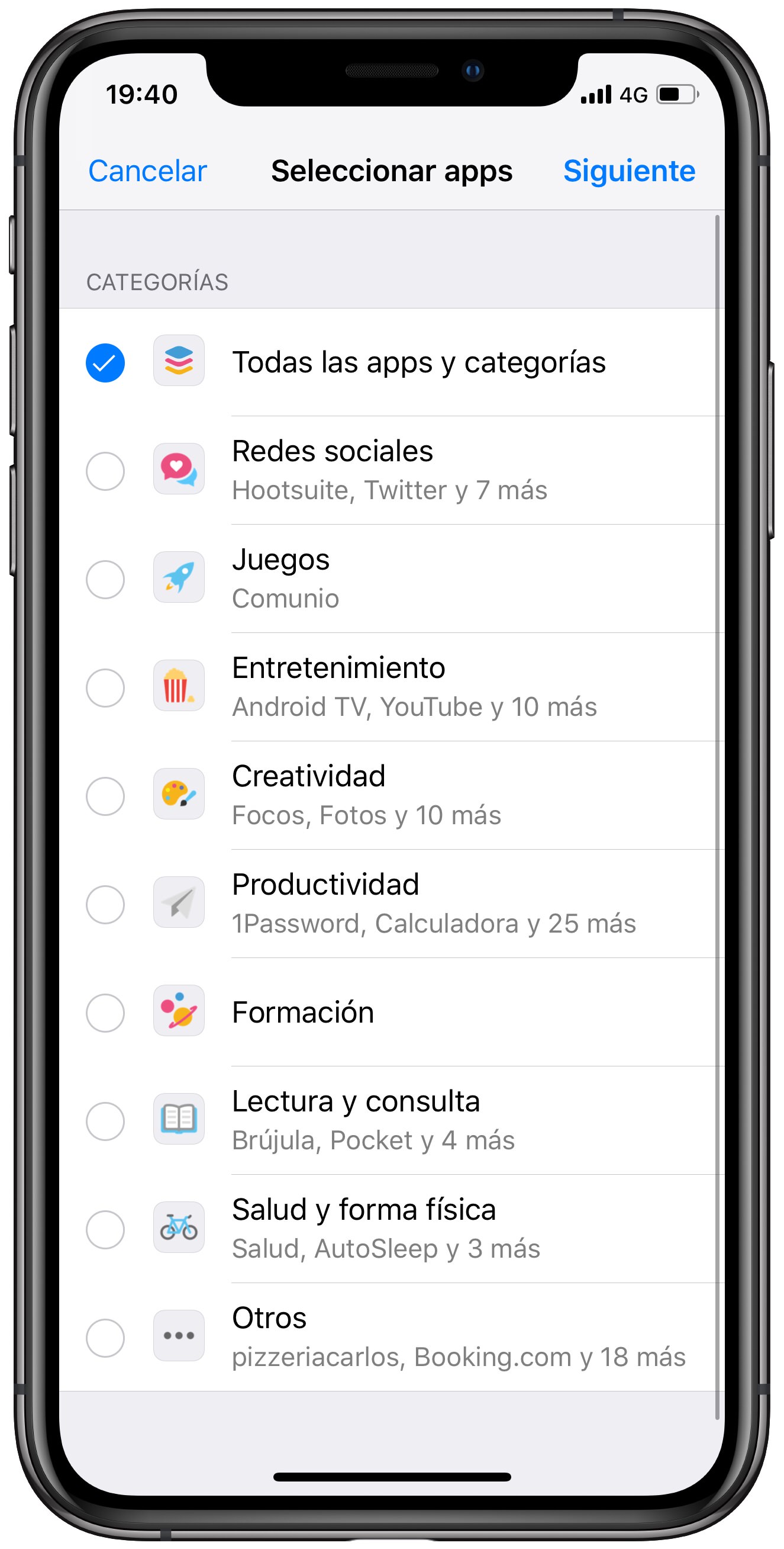 seleccionar límite de uso en el iPhone 1