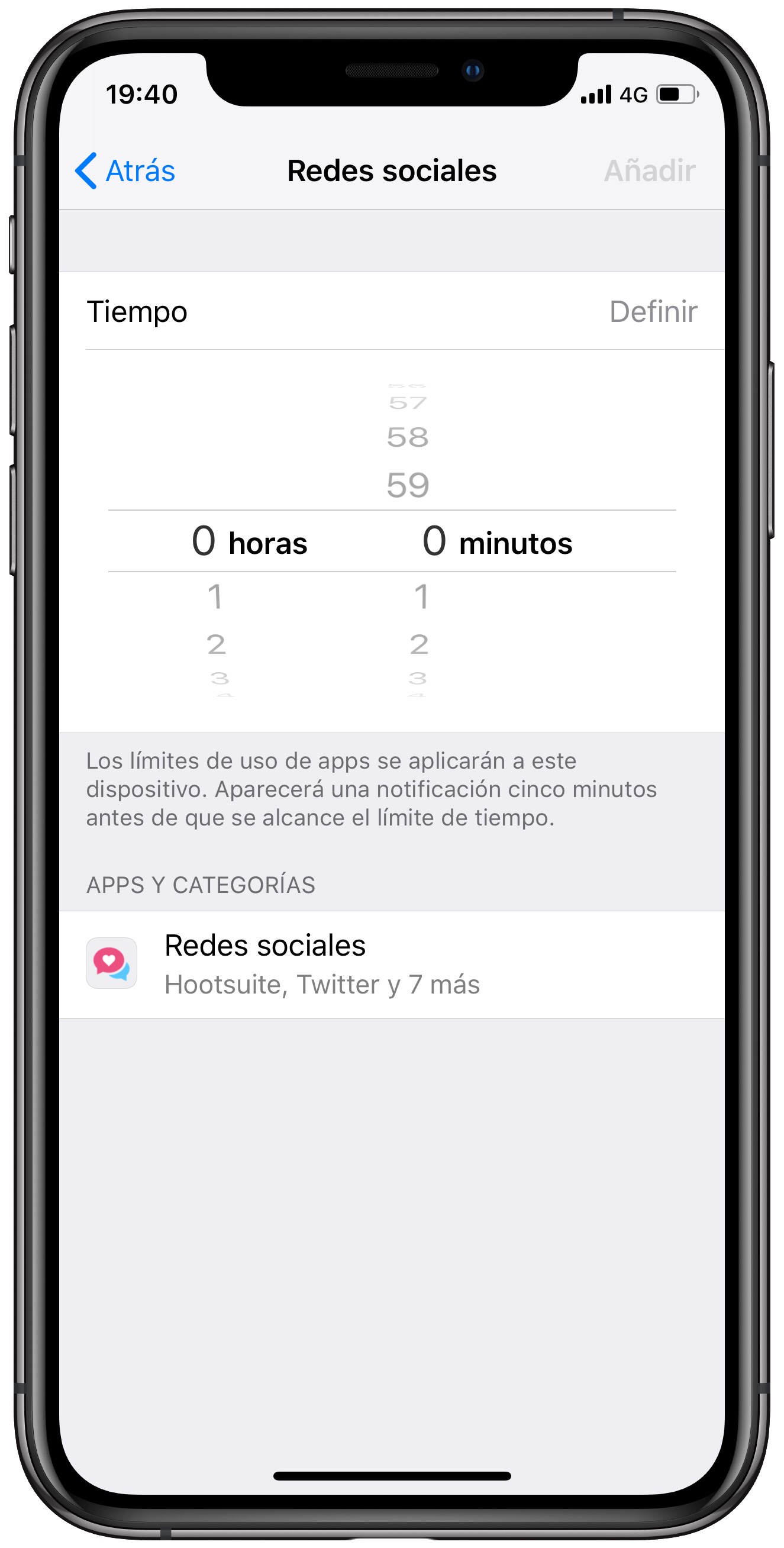 tiempo límite de uso en el iPhone 2