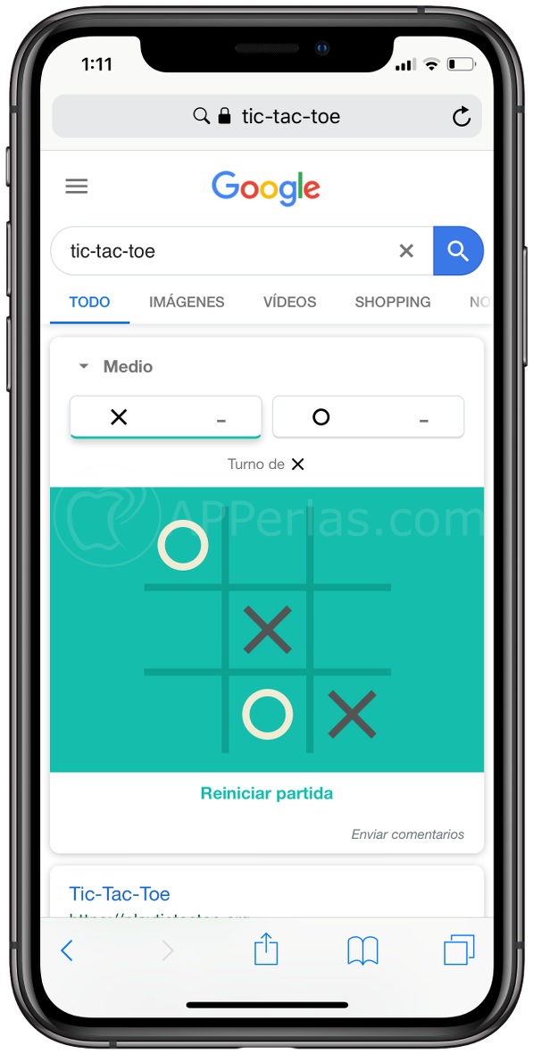 Juego del 3 en raya de Google Juego del 3 en raya de Google