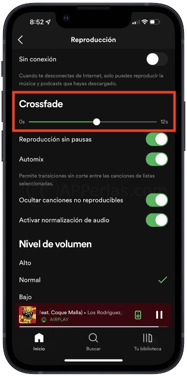 Configura Crossfade a tu gusto Configura Crossfade a tu gusto
