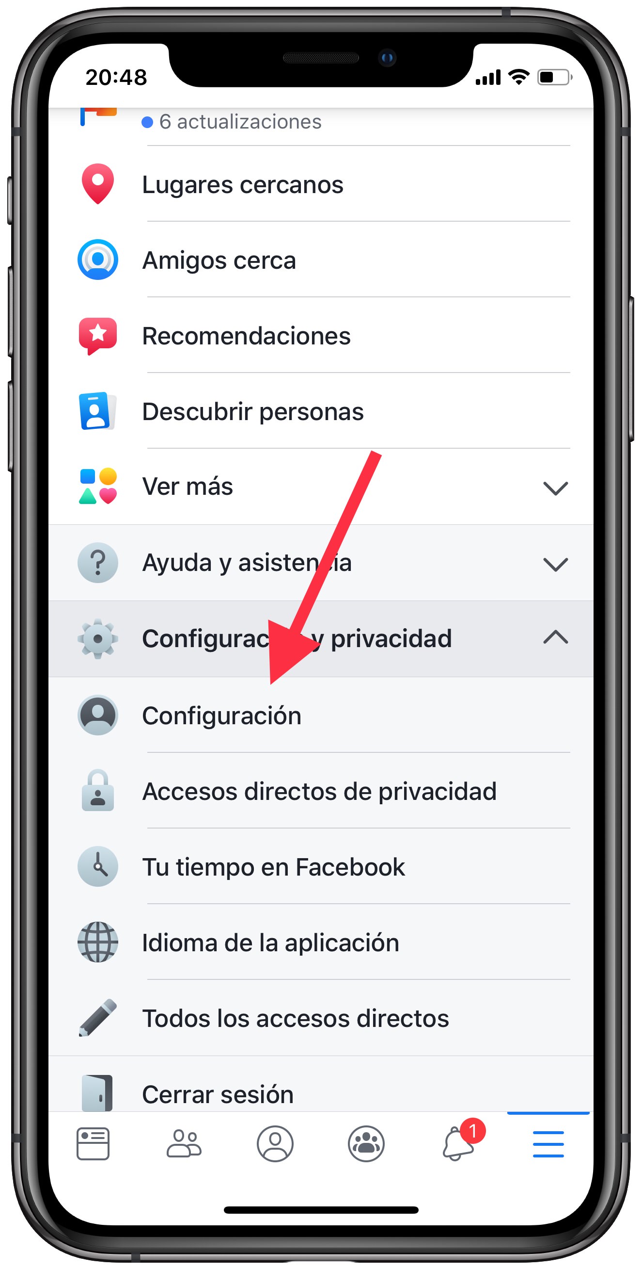 configuración online en Facebook 1