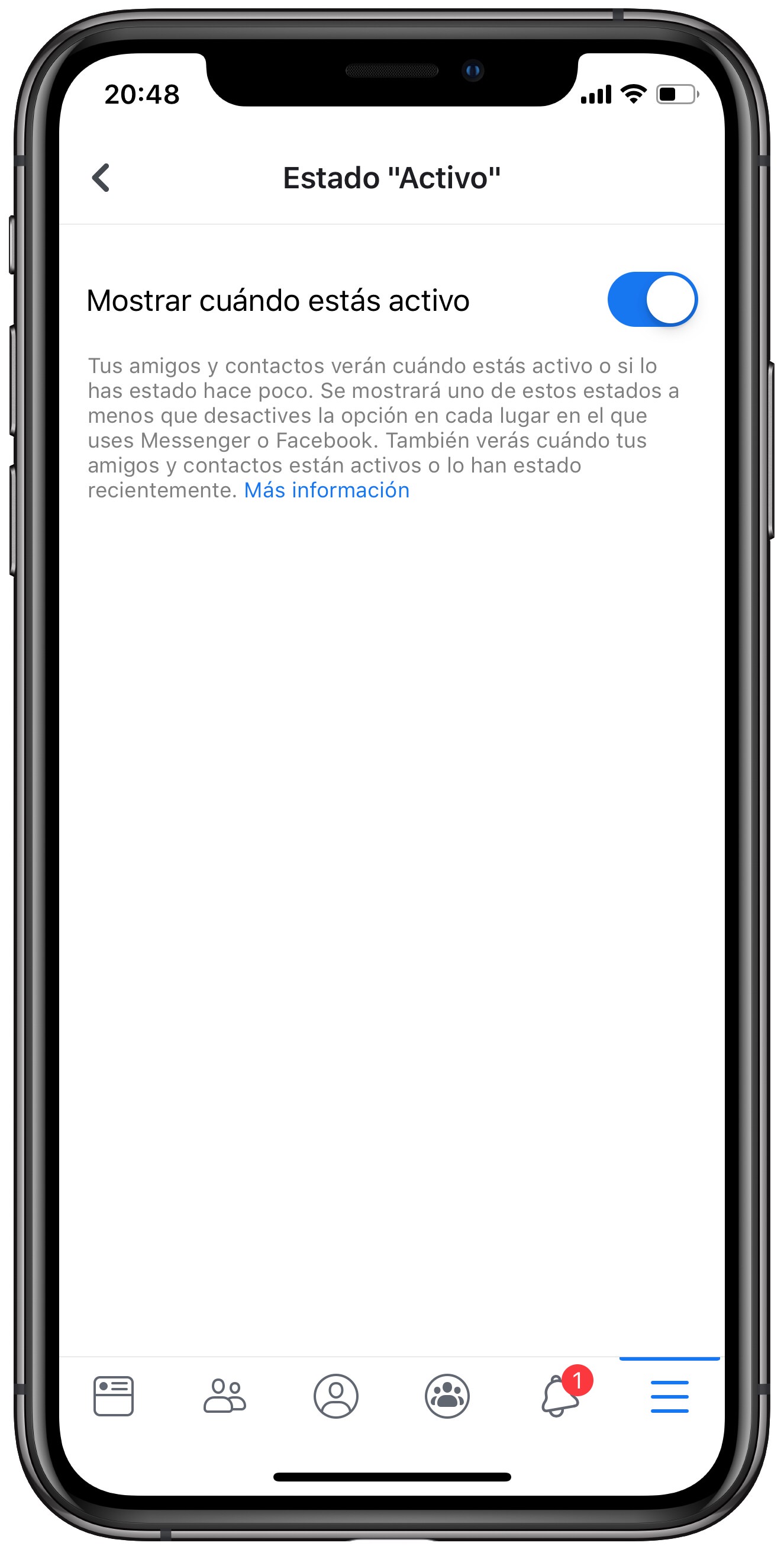 desactivar online en Facebook 2