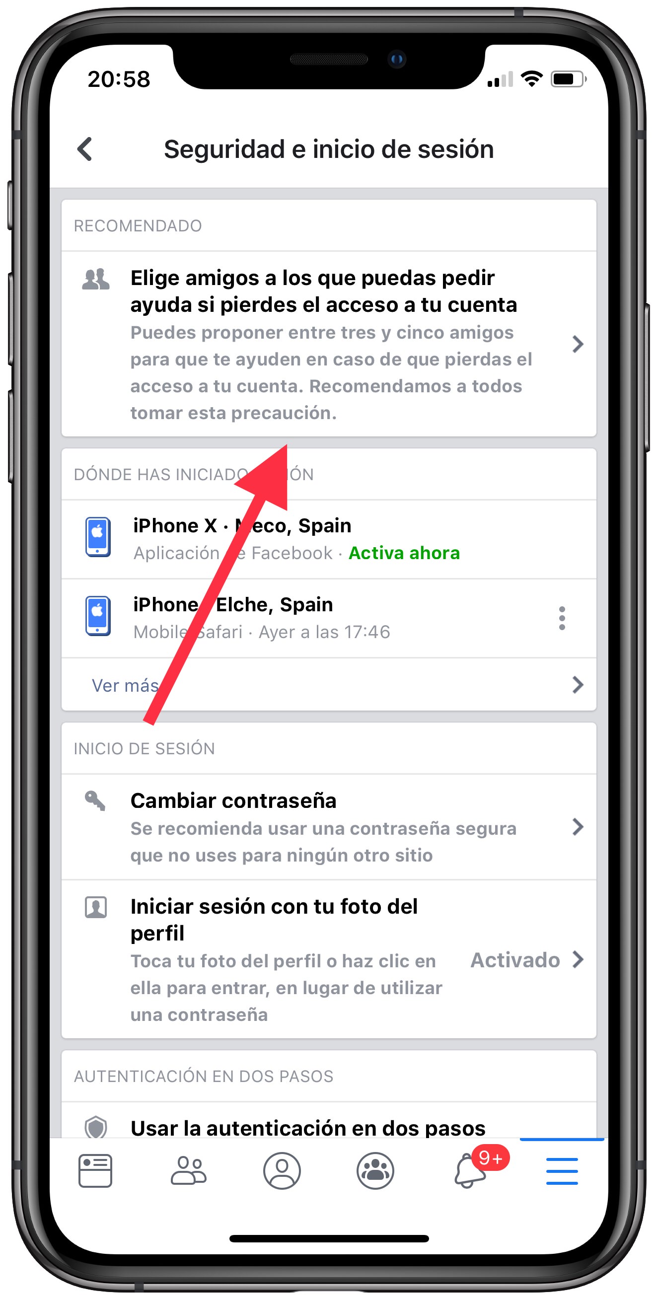 elegir amigos de confianza en Facebook 2
