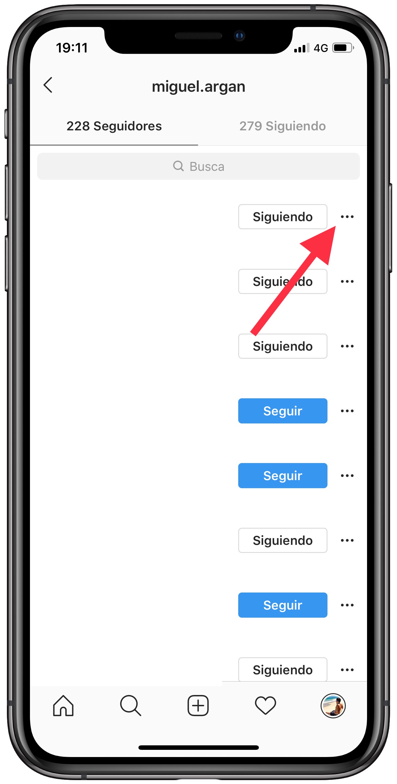 tres puntos eliminar seguidores de Instagram 1