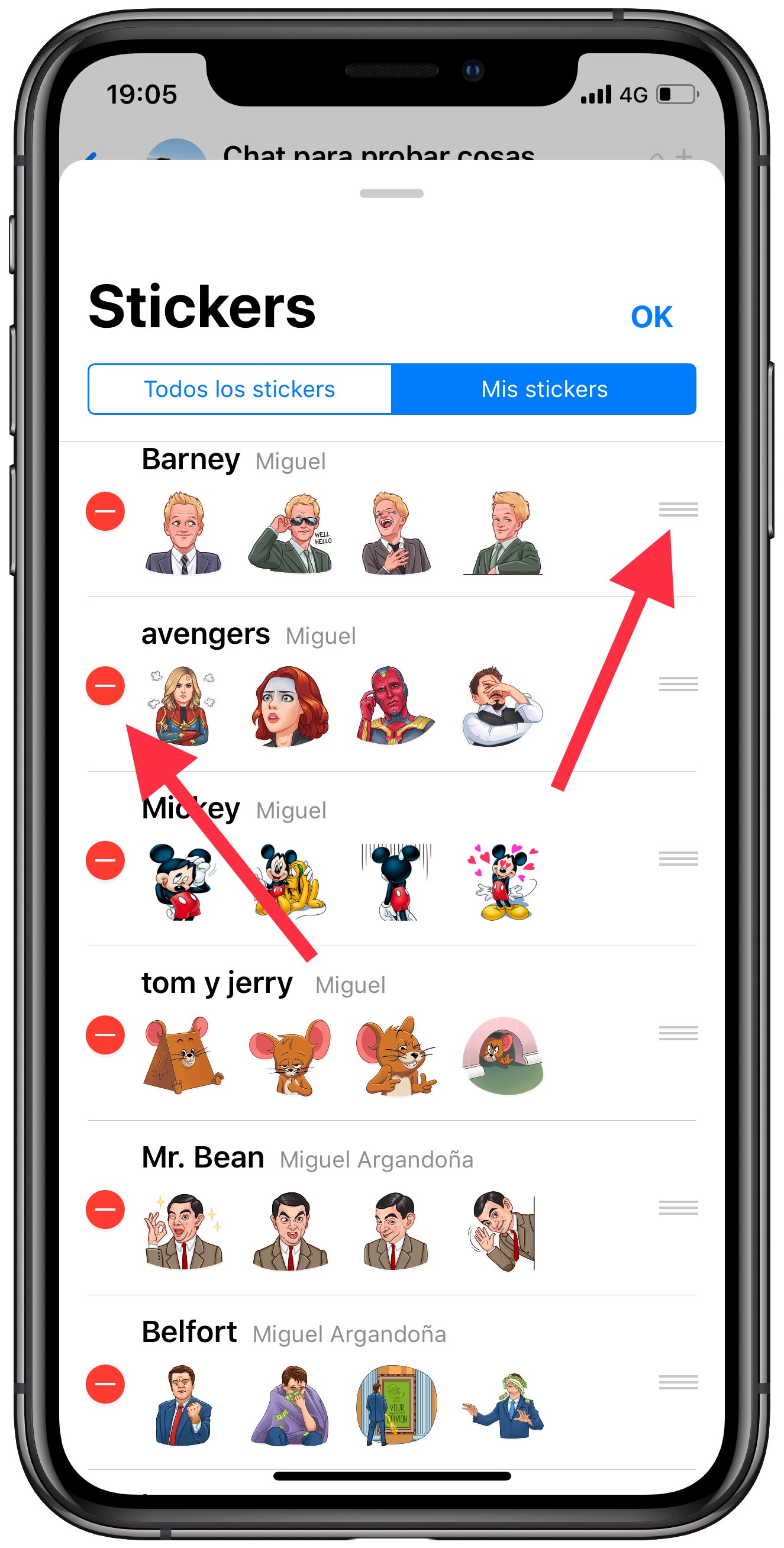 símbolo borrar stickers de WhatsApp 2