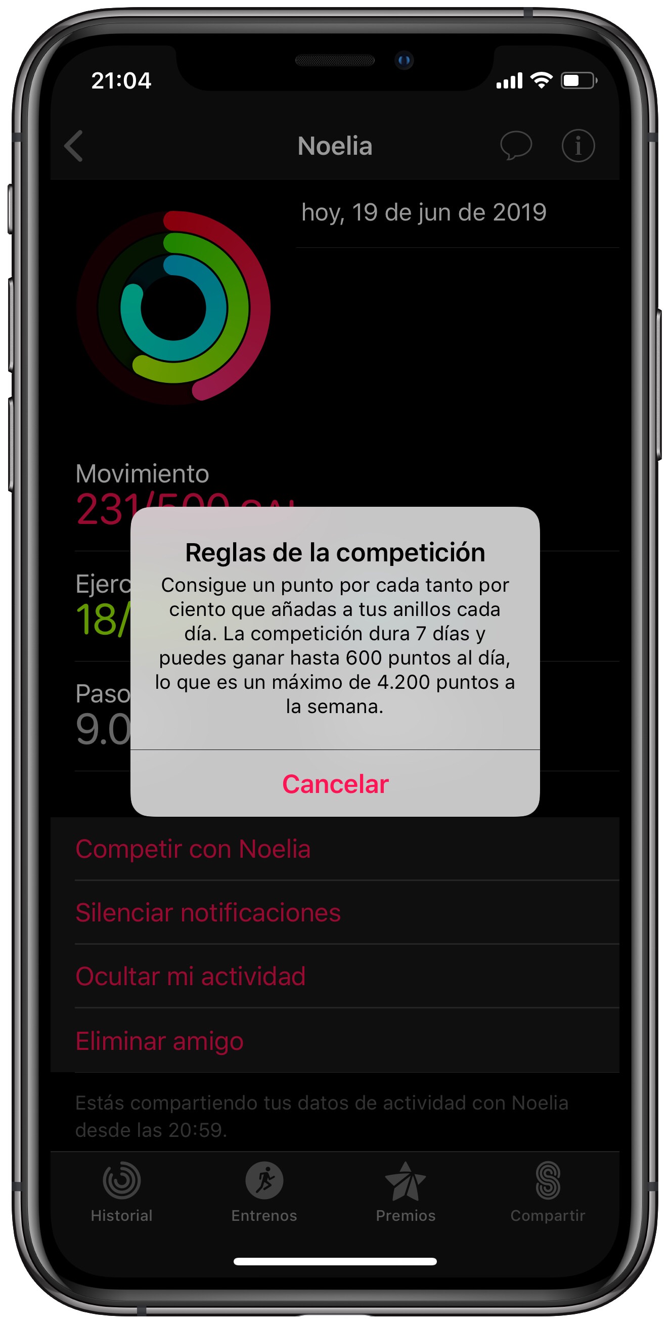 reglas competir con amigos en el Apple Watch 2