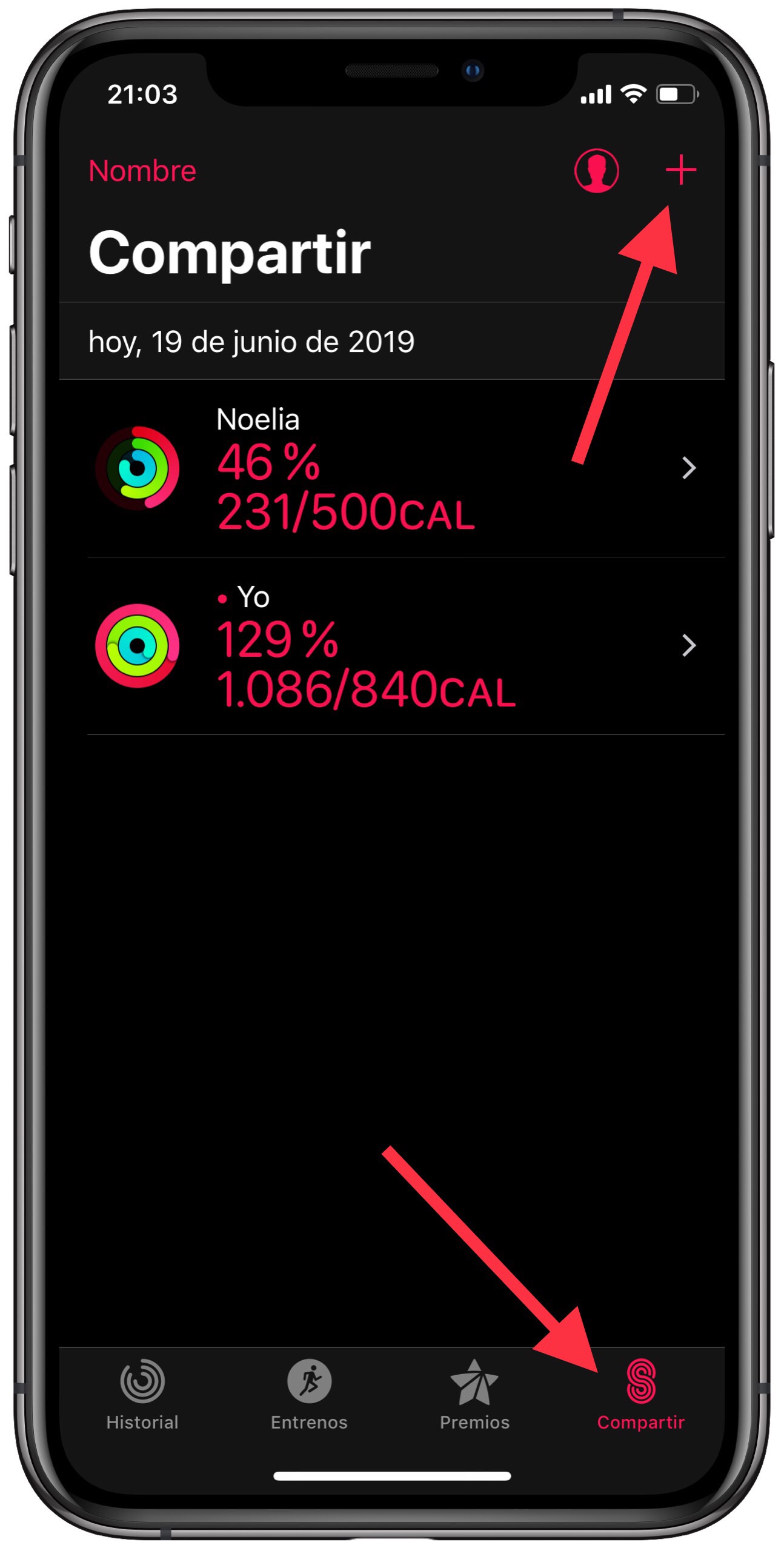 compartir competir con amigos en el Apple Watch 1