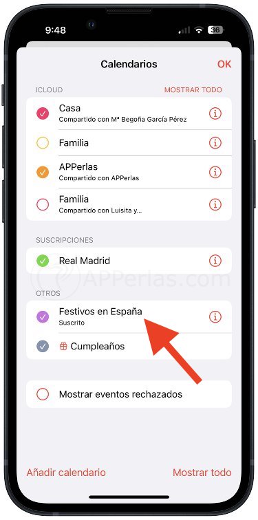 Añadir dias festivos en iPhone Añadir dias festivos en iPhone