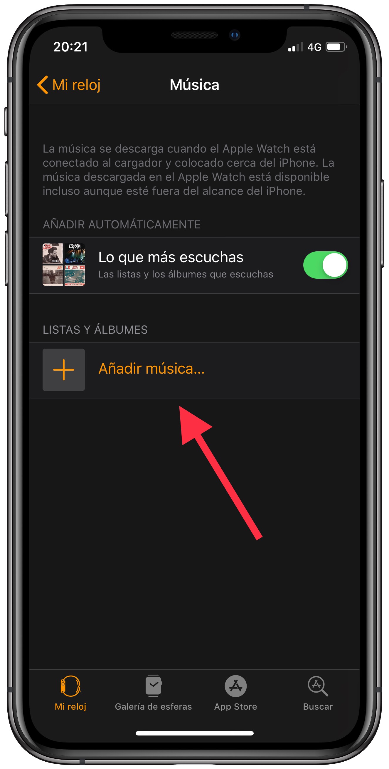 añadir música al Apple Watch 2