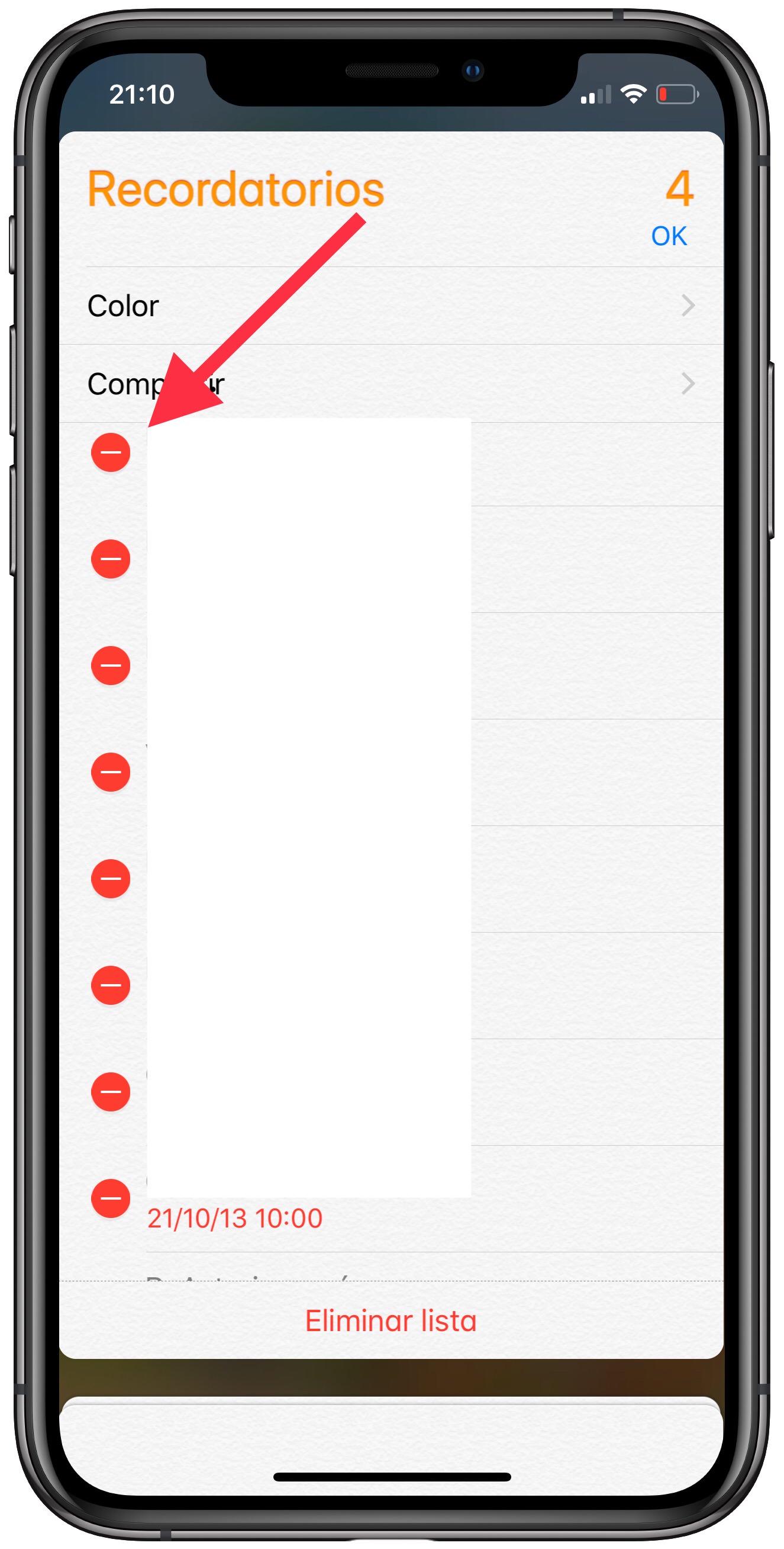 editar borrar recordatorios 2