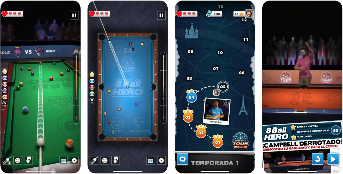 Interfaz de 8 Ball Hero Interfaz de 8 Ball Hero