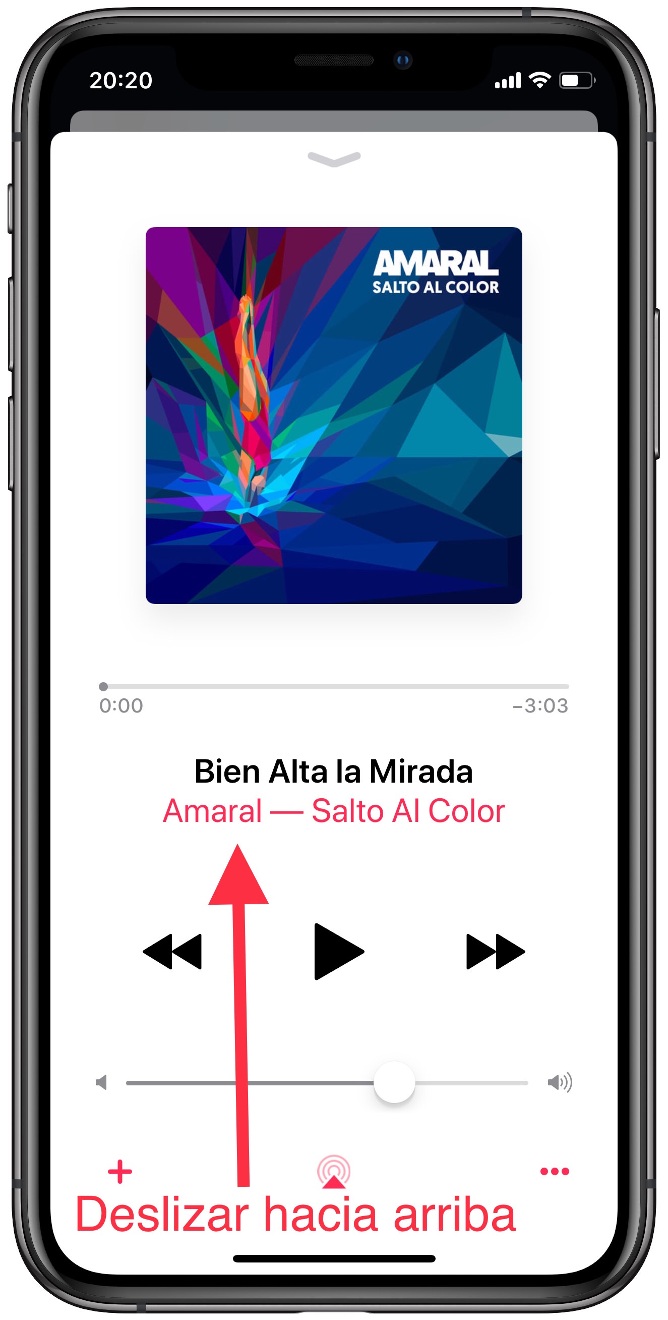 deslizar cola de Apple Music 1
