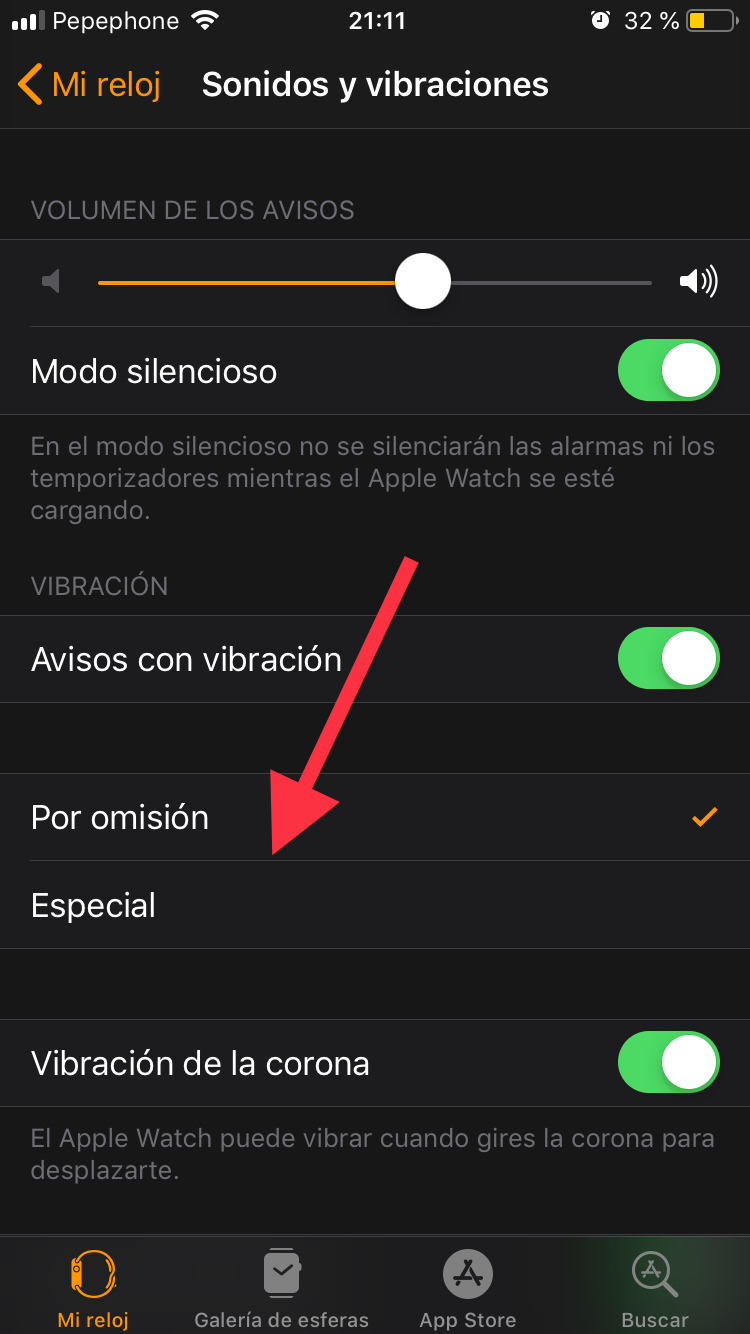 vibración del Apple Watch