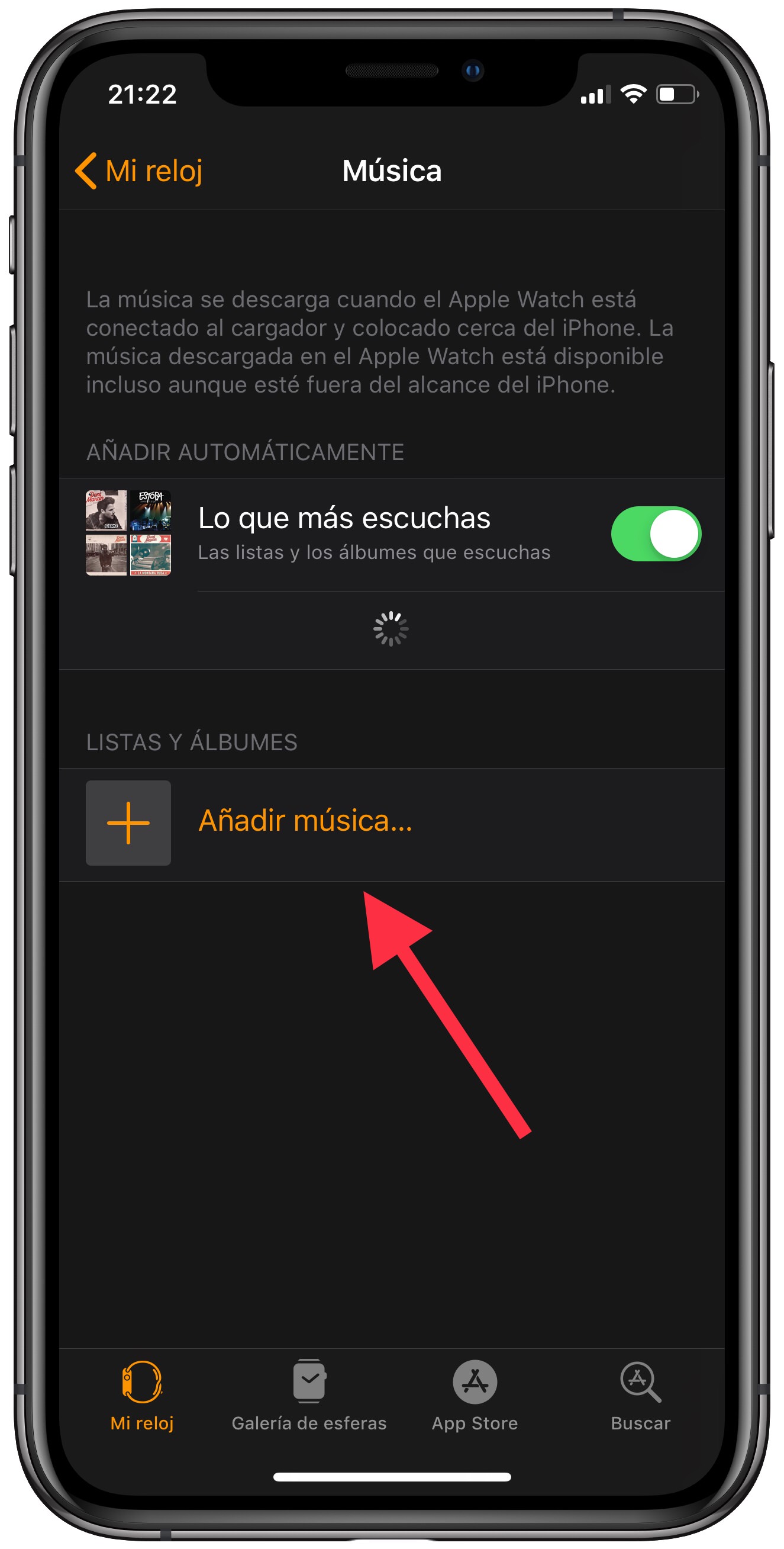 música descargar música en el Apple Watch 1