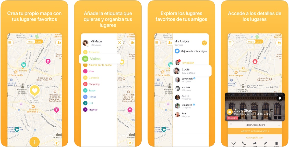 App Mapstr para iPhone App Mapstr para iPhone