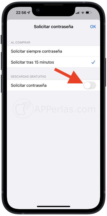 Opción solicitar contraseña en iOS Opción solicitar contraseña en iOS