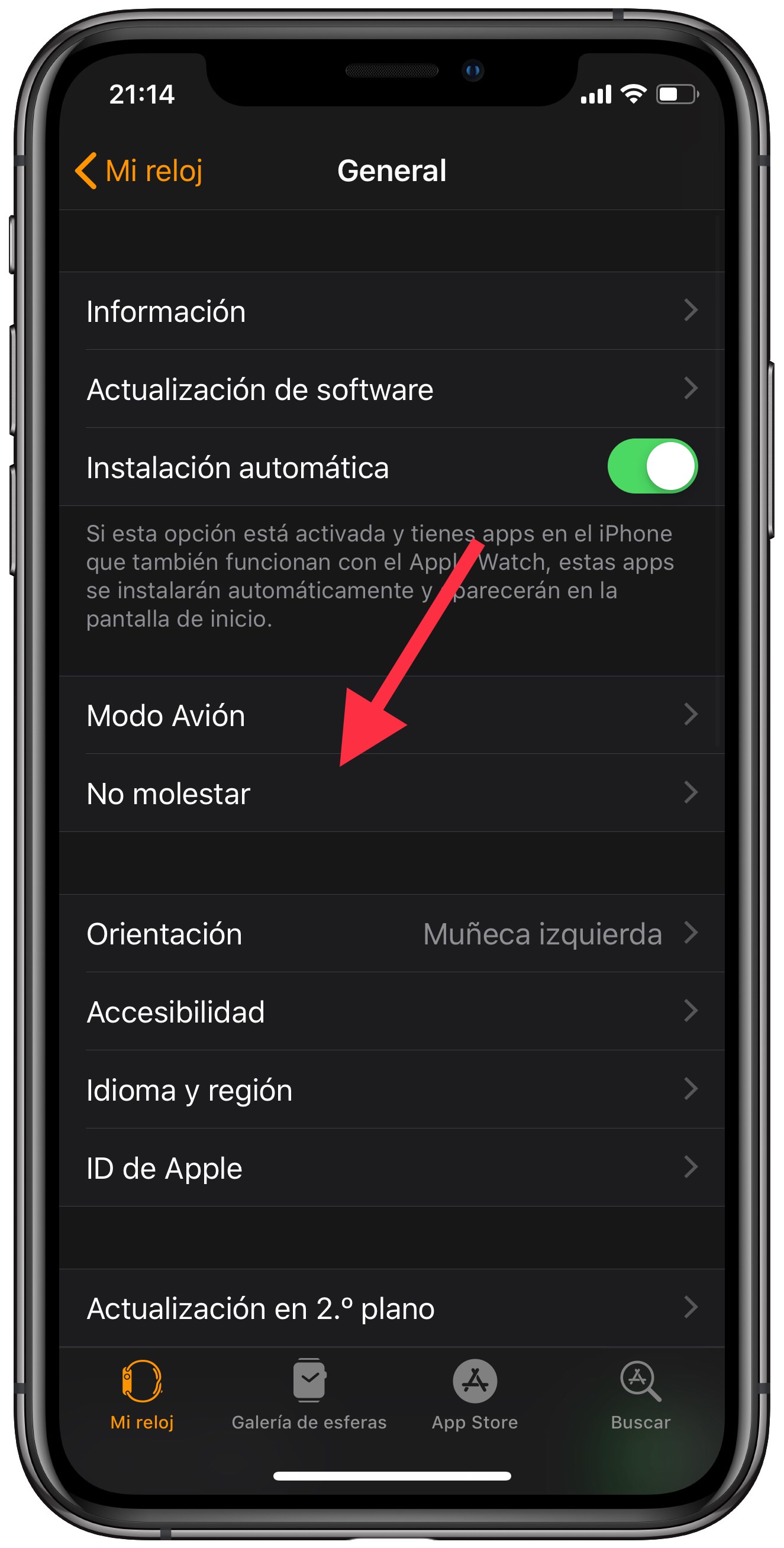ajustes no molestar del Apple Watch 1