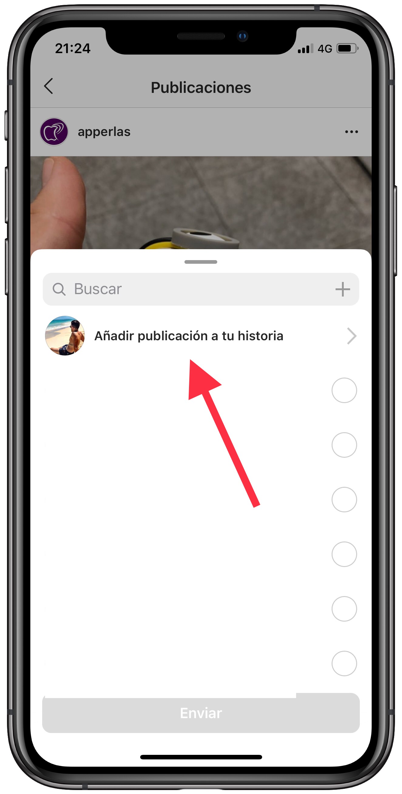 añadir publicar en Stories 2
