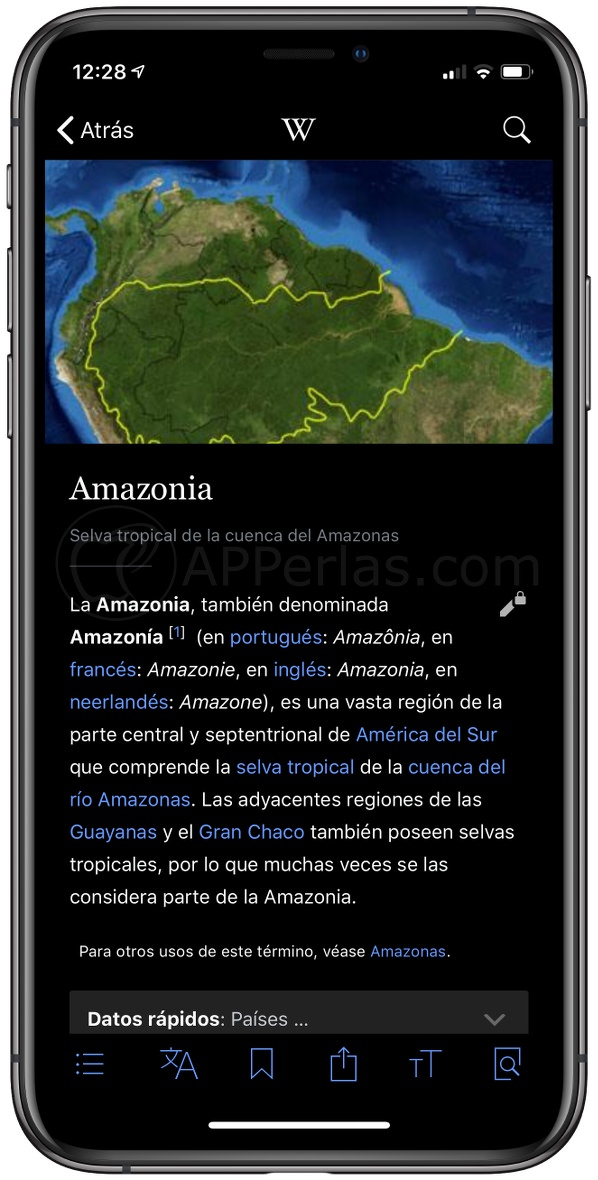 Artículo de la Wikipedia en iPhone Artículo de la Wikipedia en iPhone