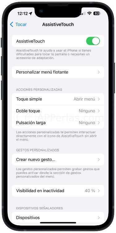 Acciones personalizadas de Assistivetouch Acciones personalizadas de Assistivetouch