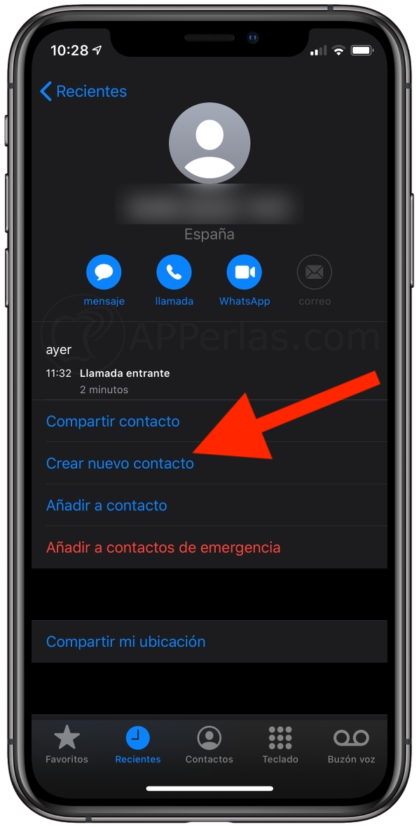 Crea el nuevo contacto SPAM Crea el nuevo contacto SPAM